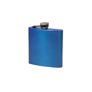 Flachmann Edelstahl blau metallic glänzend  6oz/180ml