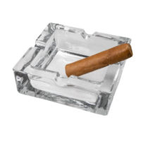 Cigarrenascher Glas transparent quadratisch 4 Ablagen
